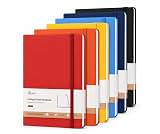 SUIN A5 Hardcover Lined Notebooks, Assorted Colors, 6 Pack, 200 Pages Each | Six assorted-color faux leather journals...