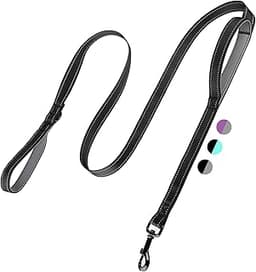 2-Handle Dog Leash Heavy Duty, Traffic Control & Night Safety Reflective Lead for Mid Large Dogs, Comfort Padded Grip...