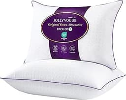 JOLLYVOGUE Pillows Queen Size Set of 2, Soft Supportive Bed Pillows with Super Soft Down Alternative Fill, Luxury Flu...