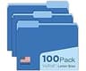 Blue Manilla Folders File Folders 100-Pack Letter Size 8.5" x 11" Blue Colored Folder with 1/3-Cut Tabs Durable Press...