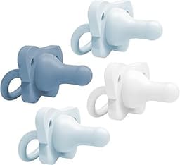 Dr. Brown's HappyPaci 100% Silicone Baby Pacifier, Contoured One-Piece Design, Blue/Light Blue/White, 0-6m, BPA-Free,...