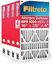 Filtrete 16x25x4 AC Furnace Air Filter, MPR 1000, MERV 11, Fits Lennox & Honeywell Devices, Allergen Defense, Electro...