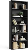 DUMOS 6-Tier Bookcase, 63 Inch Tall Open Bookshelf, Modern Black