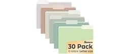 SUNEE File Folders, 30 Pack Manilla Folders 8.5 x 11, Colored File Folders Home Office School Supplies for Documents ...