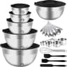 WEPSEN Mixing Bowls Set, 25PCS Stainless Steel Mixing Bowl with Lid Set, Large Nesting Bowls 7, 4.5, 3,2, 1.5QT, Meas...