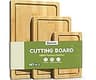 Zeawec 3-Piece Set Bamboo Cutting Board for Kitchen - Crack-Resistant Wood Chopping Boards with Deep Juice Grooves, P...