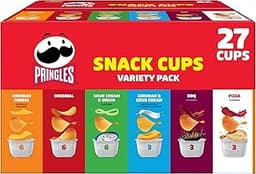 Pringles Potato Crisps Chips, Lunch Snacks, Snack Cups, Variety Pack, 19.5oz Box (27 Cups)
