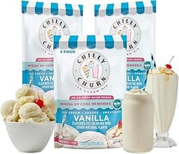 Chilly Churn Vanilla Flavored Ice Cream, Shakes & Smoothies, Use with Hand Mixer, Blender, Countertop Creamer, Ice Cr...