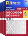 Filtrete 12x20x1 Air Filter, MERV 11, MPR 1000, 4 HVAC Filters
