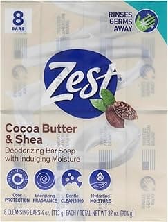 Zest Bar Soap - 8 Bars - Enriched With Cocoa Butter And Shea for Ultra Moisturizing Cleansing - Leaves Your Body Feel...