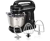 Hamilton Beach Electric Stand Mixer, 4 Quarts, Dough Hook, Flat Beater Attachments, Splash Guard 7 Speeds with Whisk,...