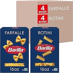 BARILLA Pasta Variety Pack, Farfalle & Rotini, 16 oz Boxes (8 Pack) - 8 Servings/Box, Made in Italy with Durum Wheat