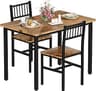 AWQM 3 Piece Dining Table Set for 2, Small Kitchen Table Set for 2 with Chairs,Wood Breakfast Nook Table and Chairs S...