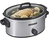 Hamilton Beach 6-Quart Slow Cooker with 3 Cooking Settings, Dishwasher-Safe Stoneware Crock & Glass Lid, Silver (33665G)