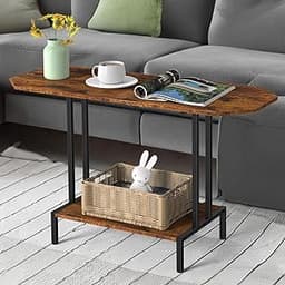 Rustic Coffee Table for Living Room Center Table with Storage Shelf 2-Tier Wood Tea Table Industrial Rectangle Coffee...