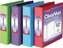 Cardinal 3 Ring Binders, Binders for School and Office, Durable 2 Inch Binder with Round Rings, Holds 475-Sheets, Cle...