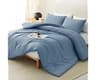 CozyLux Queen Comforter Set, 3 Pieces Down Alternative Bedding Grayish Blue | 270 GSM All Season Comforter with 4 Cor...