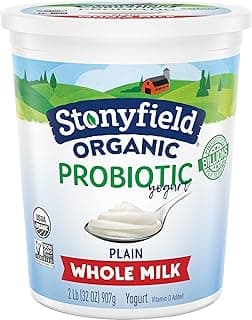 Stonyfield Organic Whole Milk Probiotic Yogurt, Plain, 32 oz. – Immunity & Digestive Health
