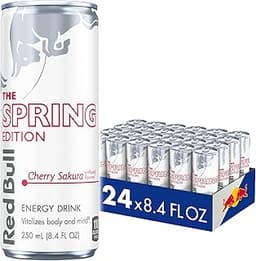 Red Bull Spring Edition Energy Drink, Cherry Sakura, 80mg Caffeine, Taurine & B Vitamins, 8.4 fl. oz. Pack of 24 Cans