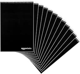 Amazon Basics Steno Notebooks, Gregg Rule, Green Paper for Notes, 80 Sheets, 6" x 9", 12-Pack