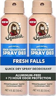 Dr. Squatch Spray Natural Men’s Deodorant – Quick Dry Deodorant Men, Aluminum Free, Dermatologist-Tested – Created fo...