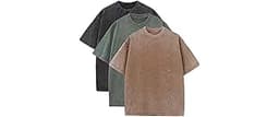 3 Pcs Men's Oversized Heavy Cotton Summer T-Shirts Vintage Tee Loose Fit Short Sleeve Casual Tshirts for Men Women