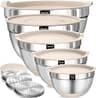 Umite Chef Mixing Bowls with Airtight Lids Set, 8PCS Stainless Steel Nesting Bowls with Grater Attachments, Non-Slip ...