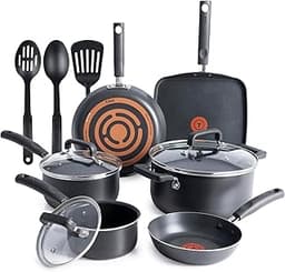 T-Fal Signature Nonstick Pots and Pans Set 12 Piece, Oven Broiler Safe 350F, Kitchen Cookware Set w/Fry Pans, Saucepa...