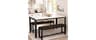 LinkRomat Dining Room Table Set with 2 Benches, Dining Table Set for 4-6, Dinner Table Set for 4, Faux Marble Breakfa...