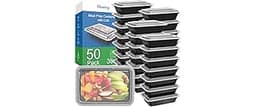 Dealusy 50 Pack (100-Piece) 38 oz Meal Prep Containers Reusable with Lids, Sturdy Leakproof & Food Safe, Microwave, F...