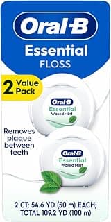 EssentialFloss Mint Dental Floss, Cavity Defense, Waxed, Value 2 Pack (50m Each)
