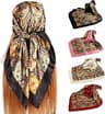 4Pcs Silk Head Scarves for Women Satin Hair Scarf 35”Large Square Bandana Silk Like Neck Scarf Shawl