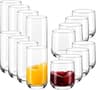 Libbey Ascent Tumbler & Rocks Drinking Glasses Set of 16, Clear Glass Cups
