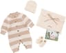 Avibae Knit Cotton Newborn 3-Piece Set with Romper, Hat/Hair Band, Booties