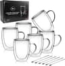 LIBWYS 6 Pack Double Walled Coffee Cups Glasses Mug 12oz Borosilicate Glass | Espresso Cappuccino Latte Tea Cups with...