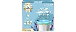 300 Count 15 Micron Extra Thick 4 Gallon Drawstring Small Trash Bags, Sturdy & Tear-Resistant Small Garbage Bags for ...