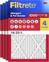 Filtrete 16x25x1 Air Filter, MERV 11, MPR 1000, Allergens & Pet Dander, 3-Month AC and Furnace Filters, Cleaner Air, ...
