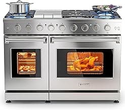 AAOBOSI 48 Inch Freestanding Gas Range Ovens with 6 cu.ft Large Capacity Double Convection Ovens, 6 Sealed Burners Pl...