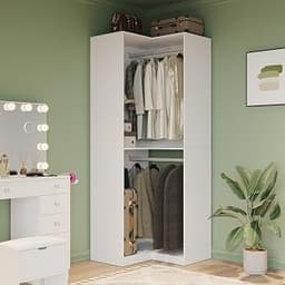 VOWNER Custom Corner L Shaped Walk-in Closet System with Shelves, White