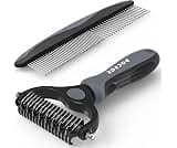 Docrok Pet Grooming Brush and Metal Comb Combo, Cat Brush Dog Brush for Shedding, Undercoat Rake for Dogs Grooming, D...