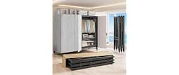 FKKPRVAX 65.9in Heavy Duty Foldable Portable Wardrobe Closet | Covered Clothes Rack with Magnetic Door Rolling Black ...