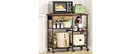 Draelibor Microwave Cart, 6-Tier Microwave Stand with Wheels & Adjustable Shelf, Coffee Bar Table Station, Rolling St...