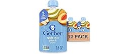 Gerber Stage 2 Baby Food, Apple Pear Peach Puree Pouch, Baby Food, 2 Servings of Fruit, No Added Sweetener, No Artifi...