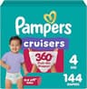 Pampers Diapers - Cruisers 360 - Size 4, 144 Count, Babyproof up to 100% Leakproof Pull-On Diaper