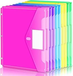 Forvencer Binder Pocket, 10 Pack Super Heavyweight Plastic Folders with Tight Closure, Folders with Pockets Side Load...