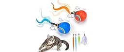 BABORUI 2Pack Interactive Cat Toy Ball - Automatic Interactive Cat Toys for Indoor Cats with 3 Tails, 2 Speeds Rechar...