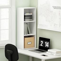 Furinno PASIR Book Shelf, 3-Tier Bookshelf, Minimal Tool Assembly Bookcase with Open Shelves, 9 x 12 x 32, Floor Stan...