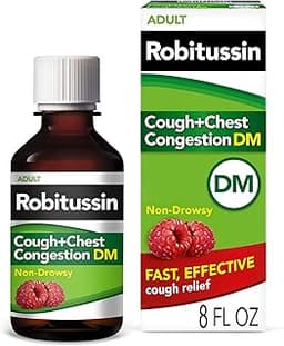 Robitussin Cough and Chest Congestion DM, Cough Suppressant and Expectorant, Raspberry Flavor - 8 Fl Oz Bottle