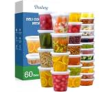 Dealusy 60 Set Deli Containers with Lids, 32/16/8 oz X 20 Set Each | Leak-Proof BPA Free Plastic Take Out Bowls, Food...