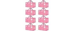 8 Pack Extra Large Heavy Duty Moving Bags, Pink Storage Bins with Lids, Reinforced Handles & Heavy-Duty Zippers Movin...